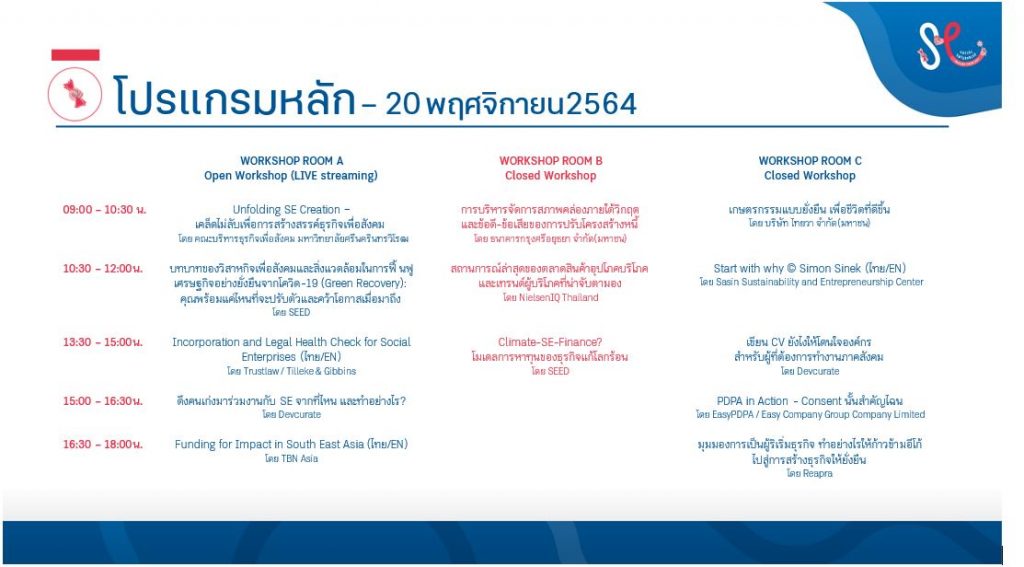 โปรแกรมหลัก 20 พ.ย.