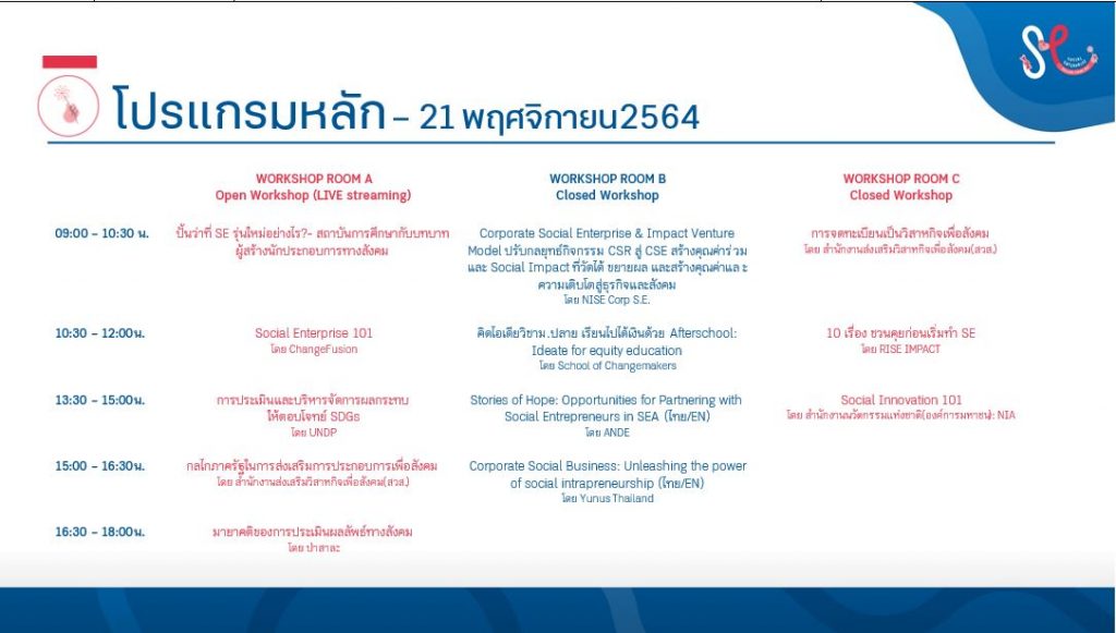 โปรแกรมหลัก 21 พ.ย.