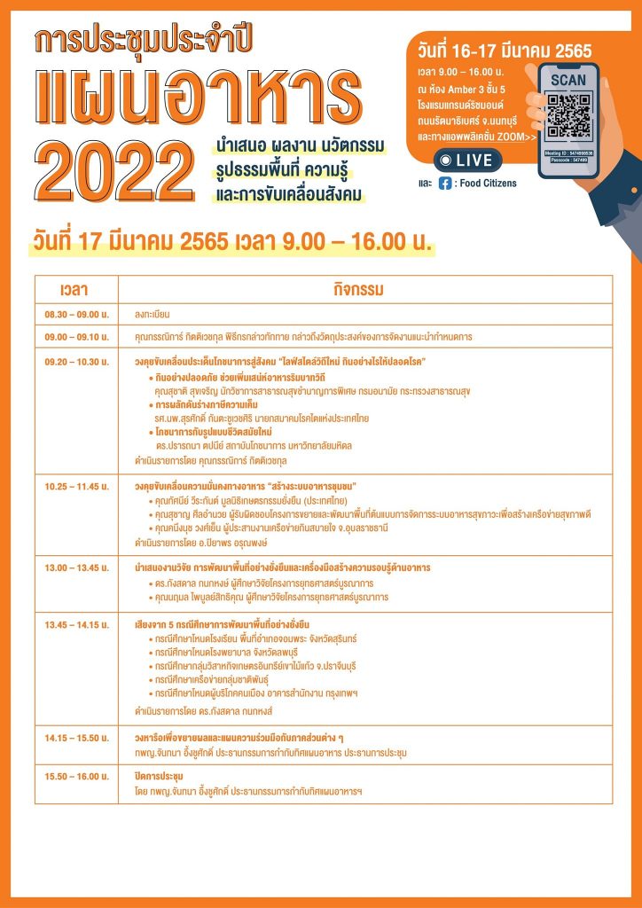 การประชุมประจำปีแผนอาหาร 2022 สสส.