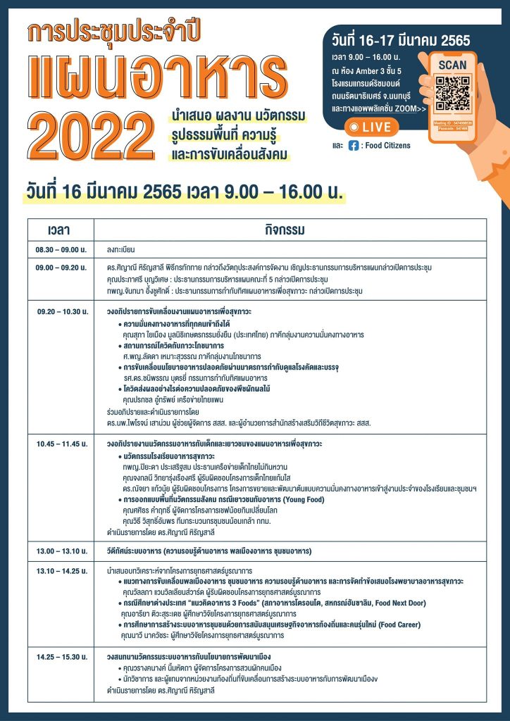 การประชุมประจำปีแผนอาหาร 2022 สสส.