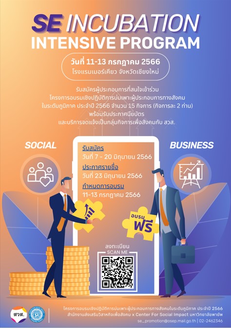 โครงการอบรมเชิงปฏิบัติการบ่มเพาะผู้ประกอบการทางสังคมในระดับภูมิภาค ประจำปี 2566 (เชียงใหม่)