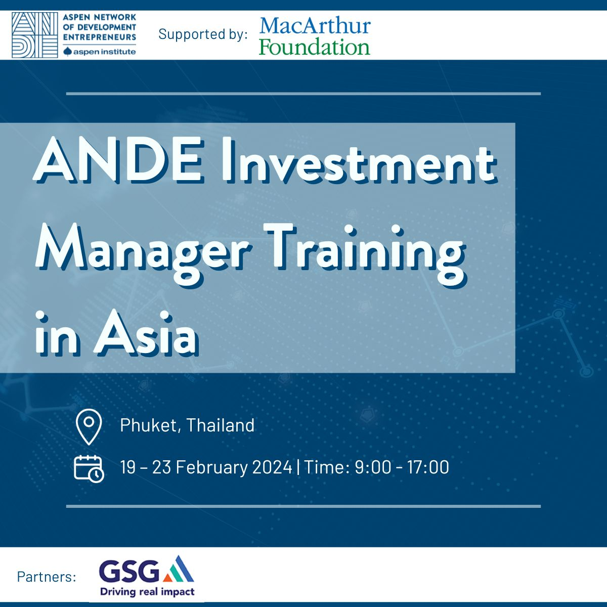 ANDE Investment Manager Training in Asia is supported