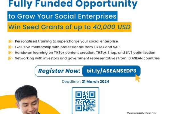 ASEAN Social Enterprises Development Programme (ASEAN SEDP) 3.0 จัดขึ้นโดย ASEAN Foundation และได้รับการสนับสนุนจาก TikTok และ SAP