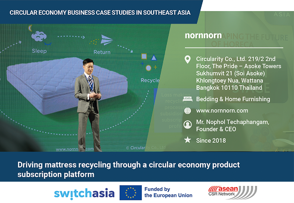 นอนนอนได้รับเลือกเป็นกรณีศึกษาธุรกิจแนวคิดเศรษฐกิจหมุนเวียนในเอเชียตะวันออกเฉียงใต้โดยเครือข่าย ASEAN CSR และ SWITCH-Asia สหภาพยุโรป