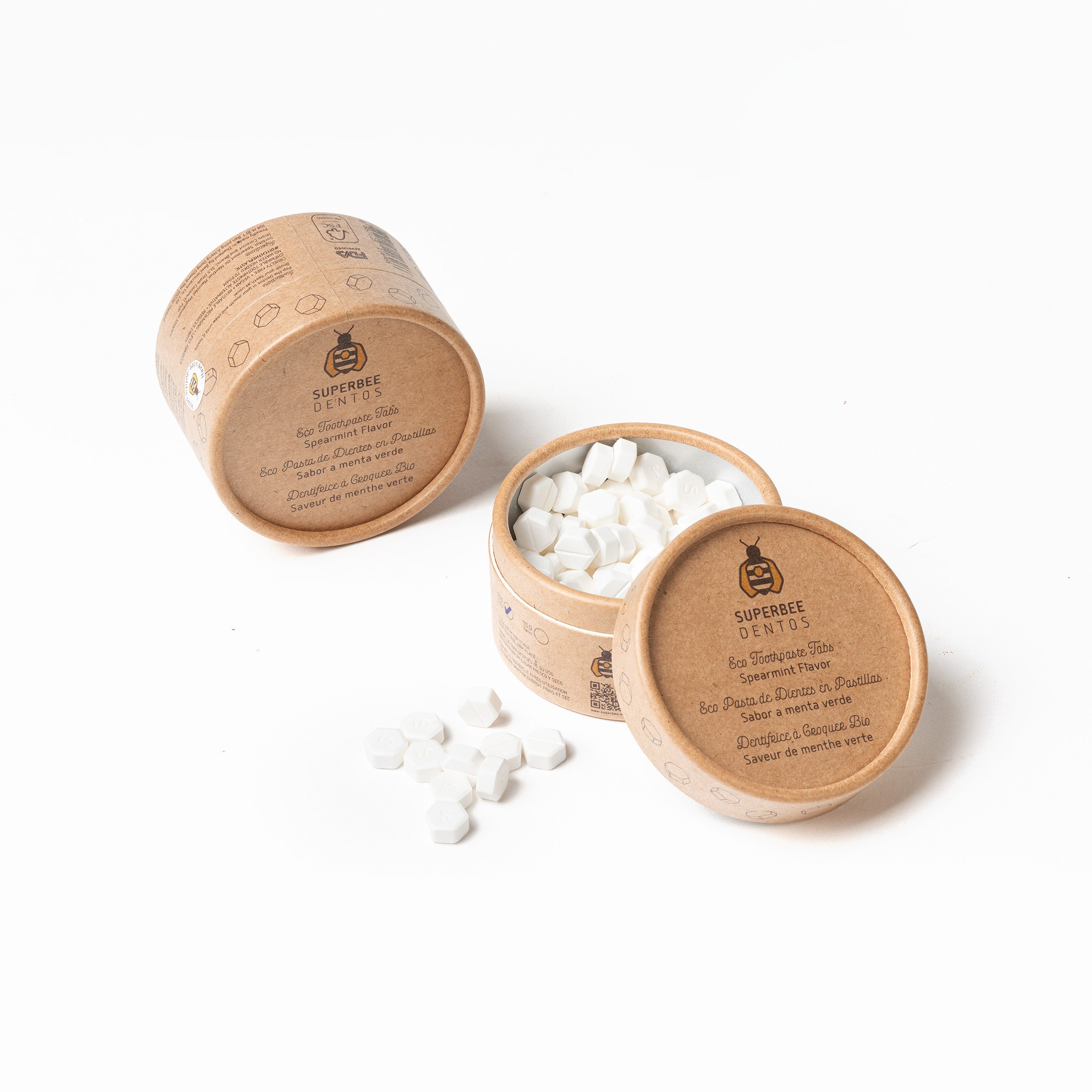 SuperBee Dentos Toothpaste Tablets, 100 Toothpaste Tabs –  100 เม็ด สเปียร์มินท์ รสเย็นสดชื่น ใช้ง่าย เหมาะทั้งเด็กและผู้ใหญ่